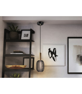 Micrón Slim Pendant Ceiling Light Gold Black LED 3000K-1