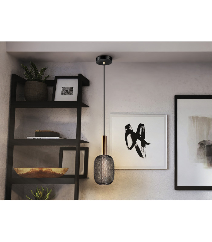 Micrón Slim Pendant Ceiling Light Gold Black LED 3000K-1