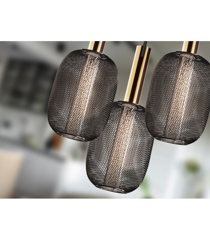 Micrón Cluster Pendant Ceiling 3 Light Gold Black LED 3000K-2