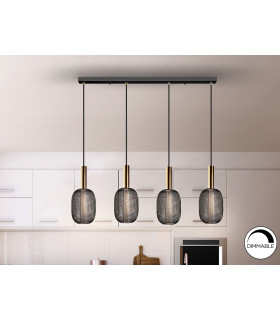 Micrón Bar Pendant Ceiling 4 Light Gold Black LED 3000K-1