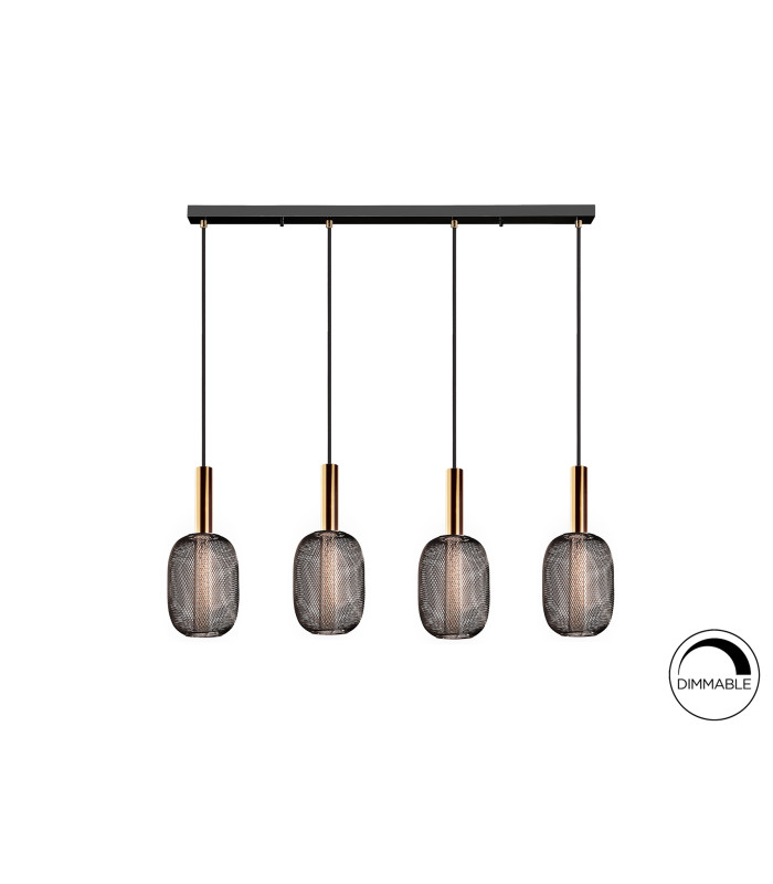 Micrón Bar Pendant Ceiling 4 Light Gold Black LED 3000K-5