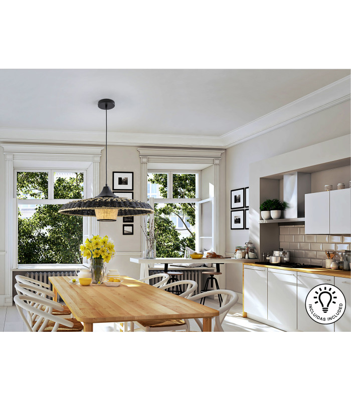 Fiji Dome Pendant Ceiling Light Black xE27 900lm-3