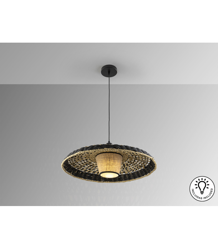 Fiji Dome Pendant Ceiling Light Black xE27 900lm-5