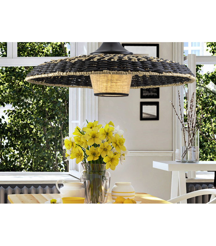 Fiji Dome Pendant Ceiling Light Black xE27 900lm-6