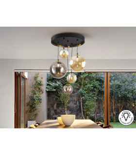 Dark Cluster Pendant Ceiling Light Black Brass 5xG9 400lm-1