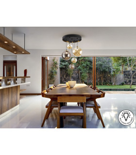 Dark Cluster Pendant Ceiling Light Black Brass 5xG9 400lm-2