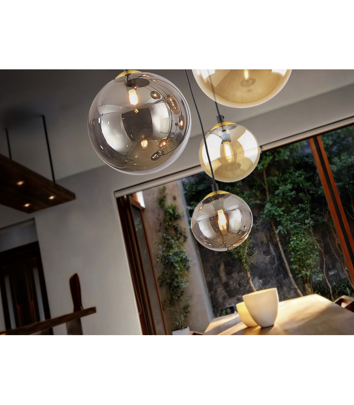 Dark Cluster Pendant Ceiling Light Black Brass 5xG9 400lm-3