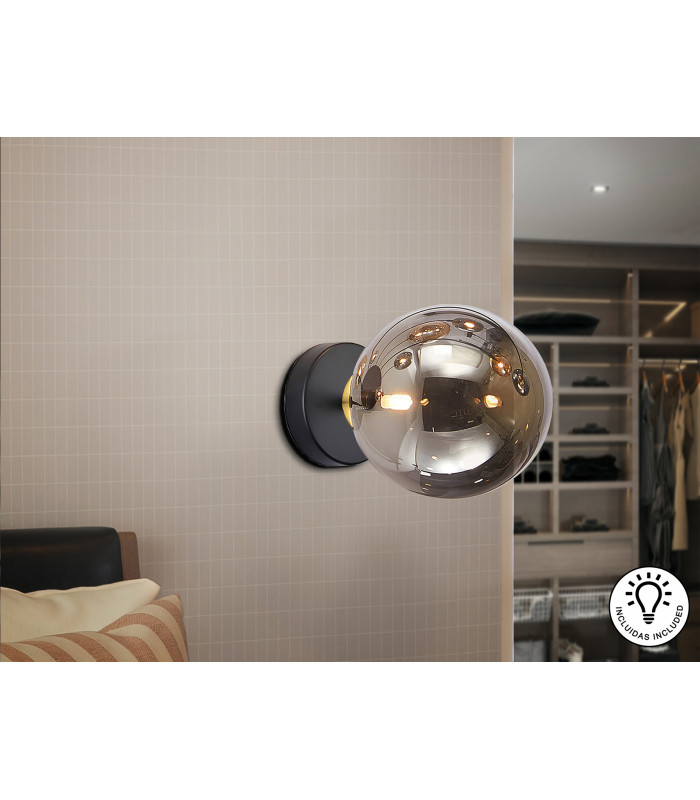 Dark Globe Wall Lights Black 1xG9 400lm-1