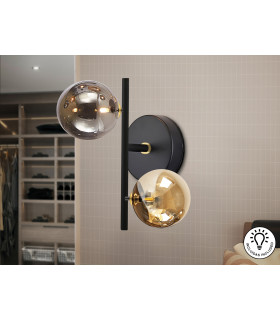 Dark Globe Wall Lights Black 2xG9 400lm-1