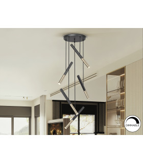 Edna Cluster Pendant Ceiling 5 Light Black Gold LED 3000K-1