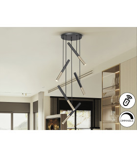 Edna Cluster Pendant Ceiling 5 Light Black Gold LED 3000K Dimmable-1