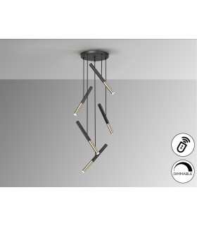 Edna Cluster Pendant Ceiling 5 Light Black Gold LED 3000K Dimmable-2