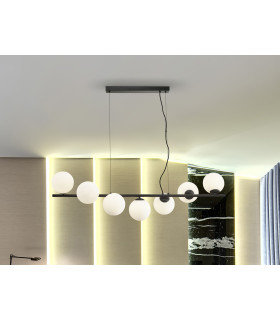 Inoa Bar Pendant Ceiling Light Black Opal 7xG9 400lm-1