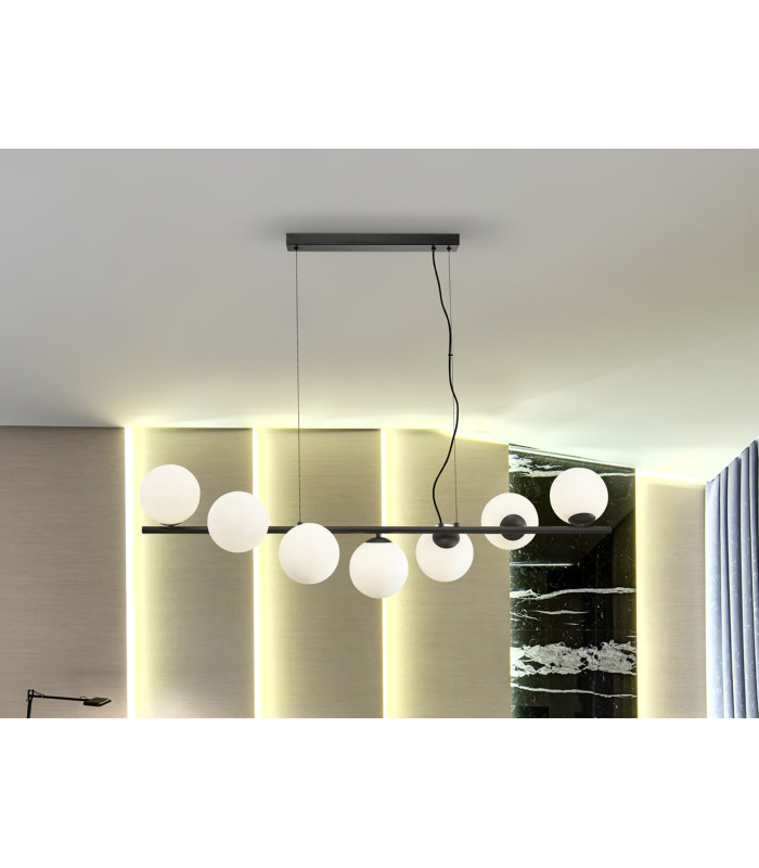 Inoa Bar Pendant Ceiling Light Black Opal 7xG9 400lm-1
