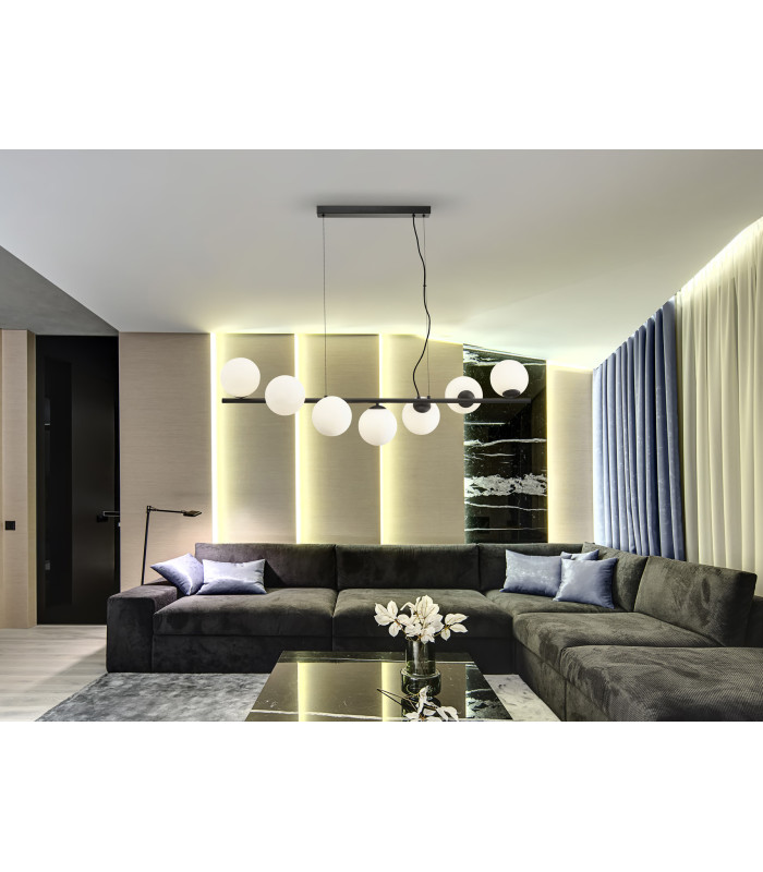 Inoa Bar Pendant Ceiling Light Black Opal 7xG9 400lm-2