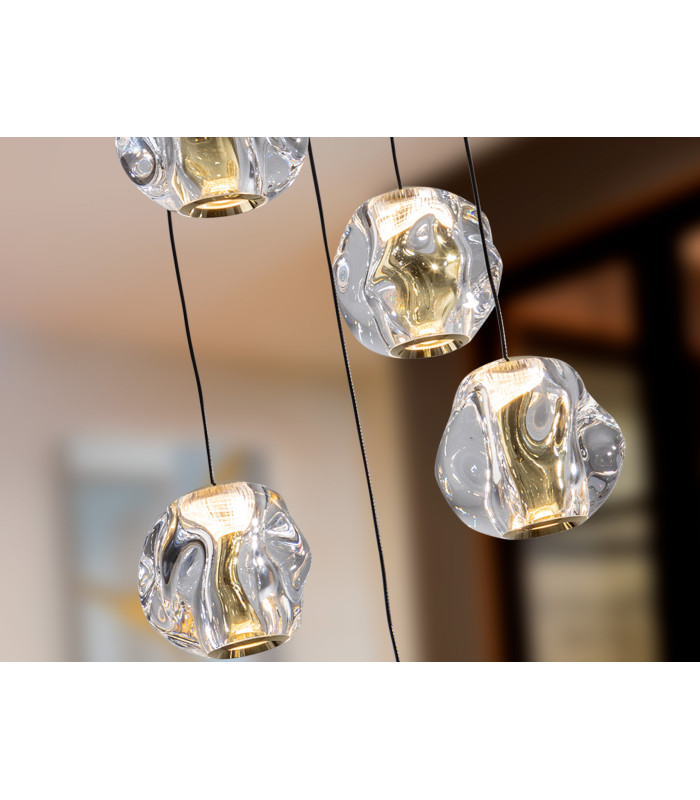 Zaria 5 Light Cluster Pendant Ceiling Light Black Gold Clear LED 3000K Dimmable-3
