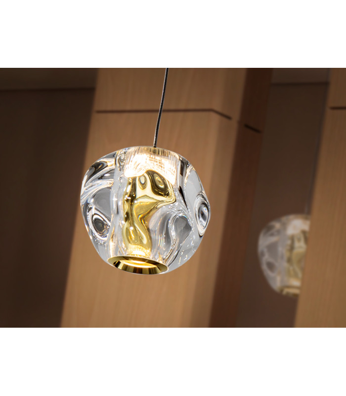 Zaria Slim Pendant Ceiling Light Black Gold Clear LED 3000K-3
