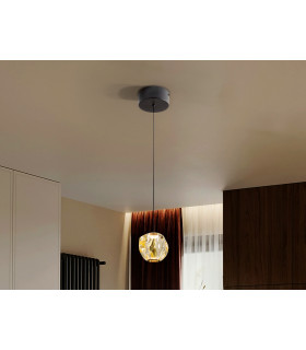 Zaria Slim Pendant Ceiling Light Black Bronze Amber LED 3000K-1