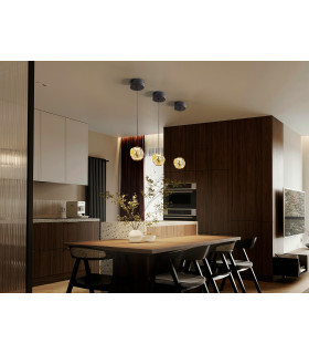 Zaria Slim Pendant Ceiling Light Black Bronze Amber LED 3000K-2