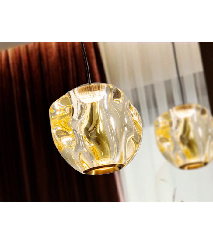 Zaria Slim Pendant Ceiling Light Black Bronze Amber LED 3000K-3
