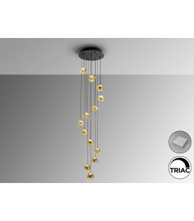 Zaria 13 Light Cluster Pendant Ceiling Light Black Bronze Amber LED 3000K Dimmable-1