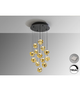 Zaria 13 Light Cluster Pendant Ceiling Light Black Bronze Amber LED 3000K Dimmable-2