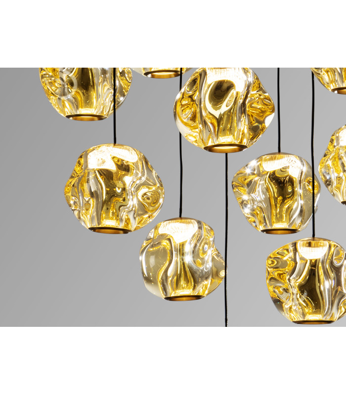 Zaria 13 Light Cluster Pendant Ceiling Light Black Bronze Amber LED 3000K Dimmable-4