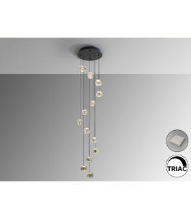 Zaria 13 Light Cluster Pendant Ceiling Light Black Gold Clear LED 3000K Dimmable-1