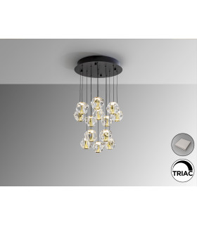 Zaria 13 Light Cluster Pendant Ceiling Light Black Gold Clear LED 3000K Dimmable-2