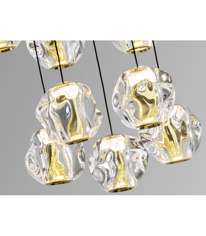 Zaria 13 Light Cluster Pendant Ceiling Light Black Gold Clear LED 3000K Dimmable-4