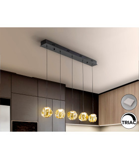 Zaria Bar Pendant Ceiling Light Black Bronze Amber LED 3000K Dimmable-1