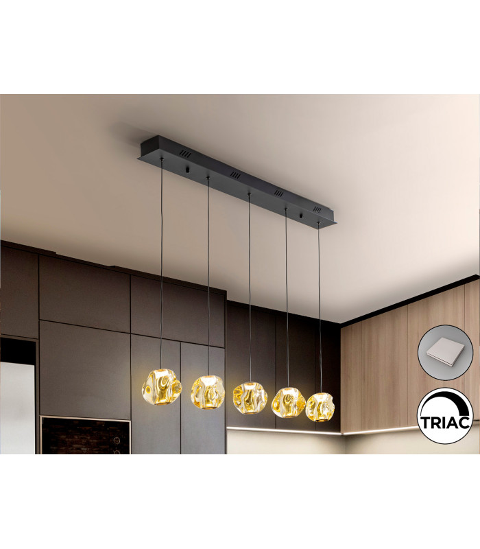 Zaria Bar Pendant Ceiling Light Black Bronze Amber LED 3000K Dimmable-1