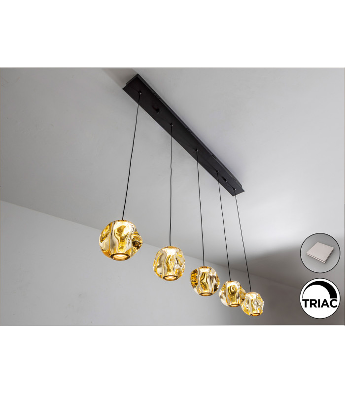 Zaria Bar Pendant Ceiling Light Black Bronze Amber LED 3000K Dimmable-3