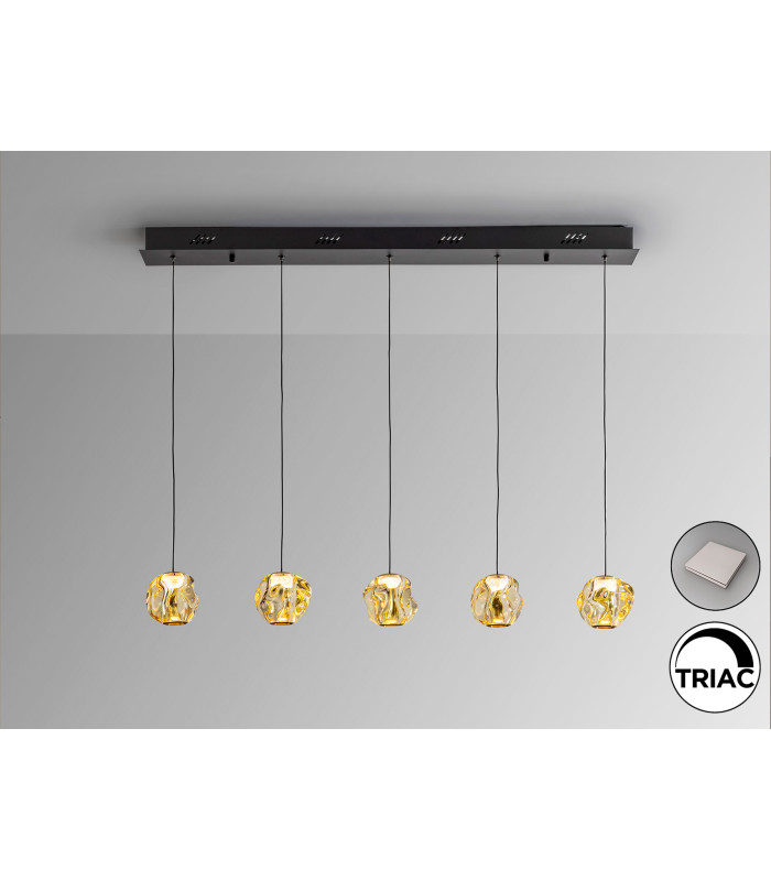 Zaria Bar Pendant Ceiling Light Black Bronze Amber LED 3000K Dimmable-4