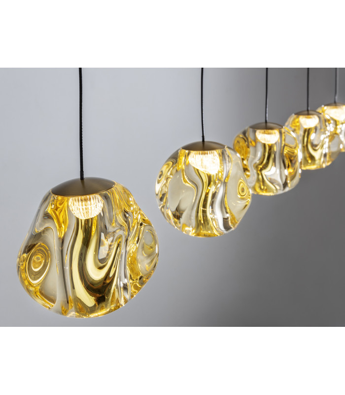 Zaria Bar Pendant Ceiling Light Black Bronze Amber LED 3000K Dimmable-5