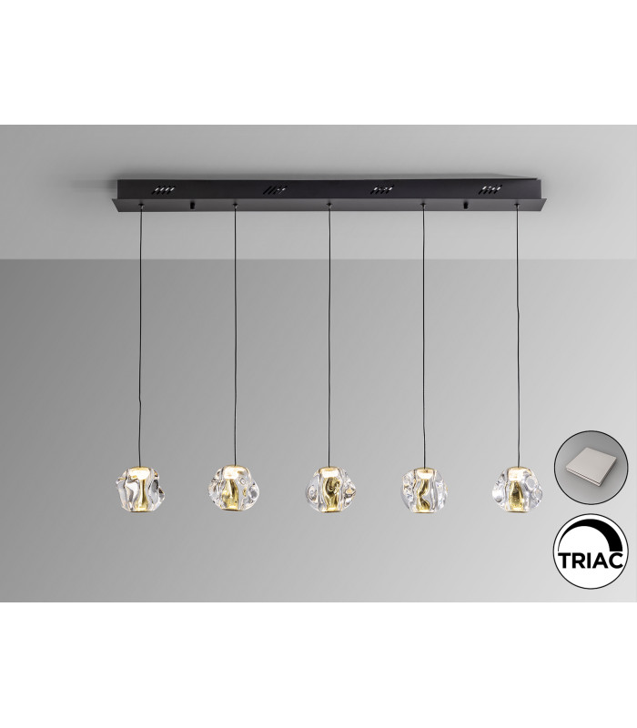 Zaria Bar Pendant Ceiling Light Black Gold Clear LED 3000K Dimmable-2