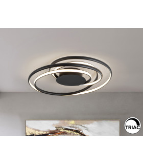 Danza Integrated LED Semi Flush Ceiling Light Black 3000K-1