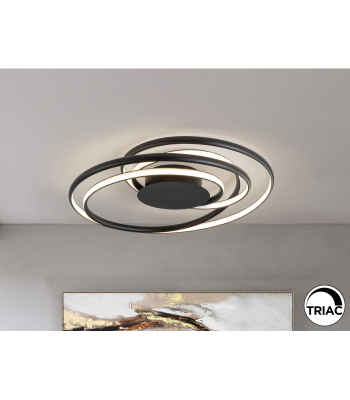 Danza Integrated LED Semi Flush Ceiling Light Black 3000K-1