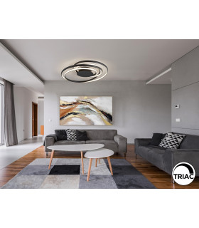 Danza Integrated LED Semi Flush Ceiling Light Black 3000K-2
