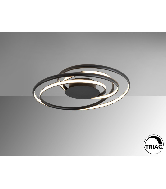 Danza Integrated LED Semi Flush Ceiling Light Black 3000K-3