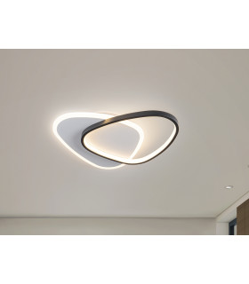 Romo Integrated LED Semi Flush Ceiling Light White Black 3000K-1