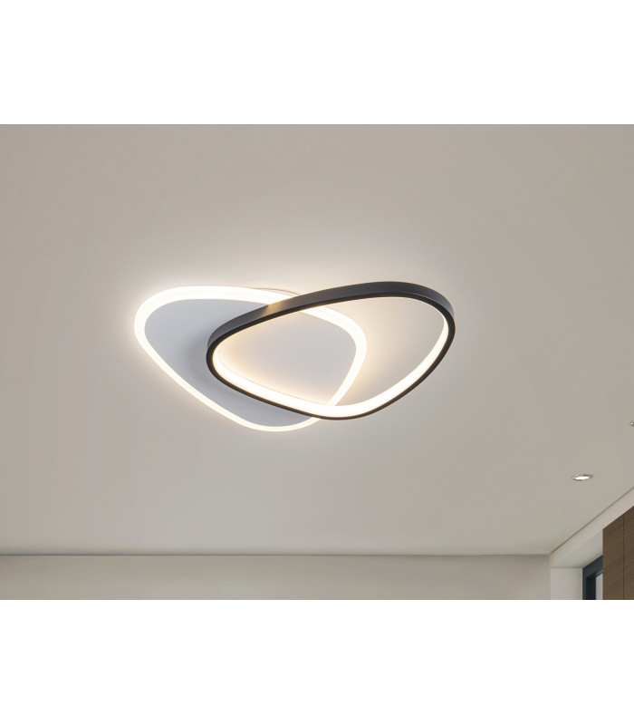 Romo Integrated LED Semi Flush Ceiling Light White Black 3000K-1