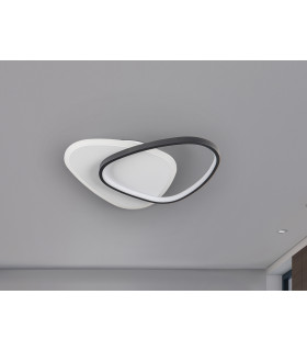 Romo Integrated LED Semi Flush Ceiling Light White Black 3000K-2