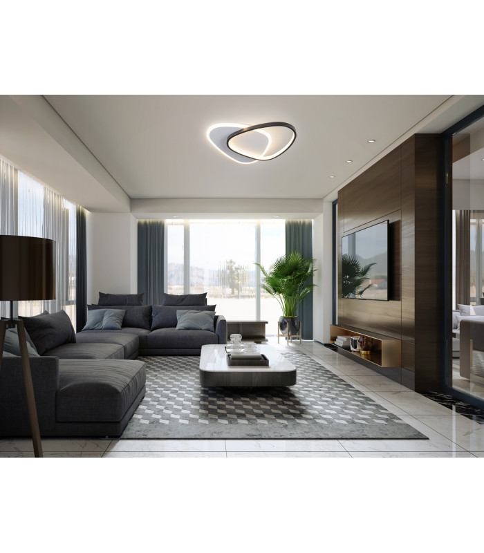Romo Integrated LED Semi Flush Ceiling Light White Black 3000K-3