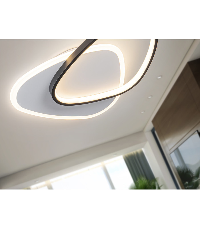 Romo Integrated LED Semi Flush Ceiling Light White Black 3000K-5