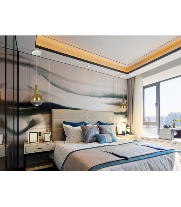 Matices Slim Pendant Ceiling Light White Gold LED 3000K-2
