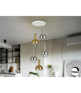 Matices Cluster Pendant Ceiling 5 Light White Smoke Gold LED 3000K-1