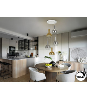 Matices Cluster Pendant Ceiling 5 Light White Smoke Gold LED 3000K-2