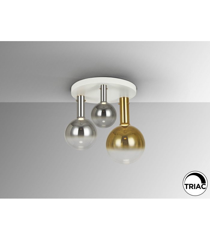 Matices Shade Cluster Ceiling 3 Light White Smoke Gold LED 3000K-3