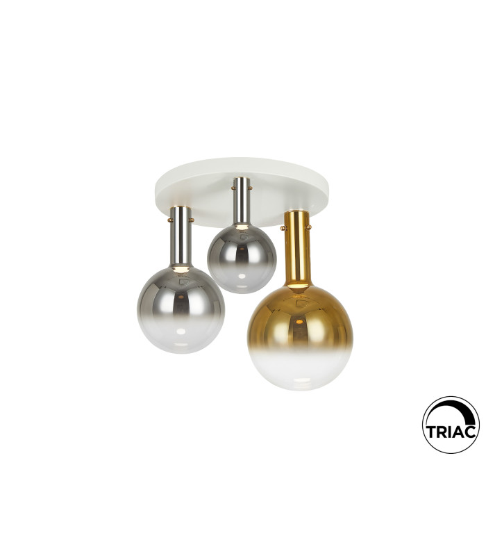 Matices Shade Cluster Ceiling 3 Light White Smoke Gold LED 3000K-4